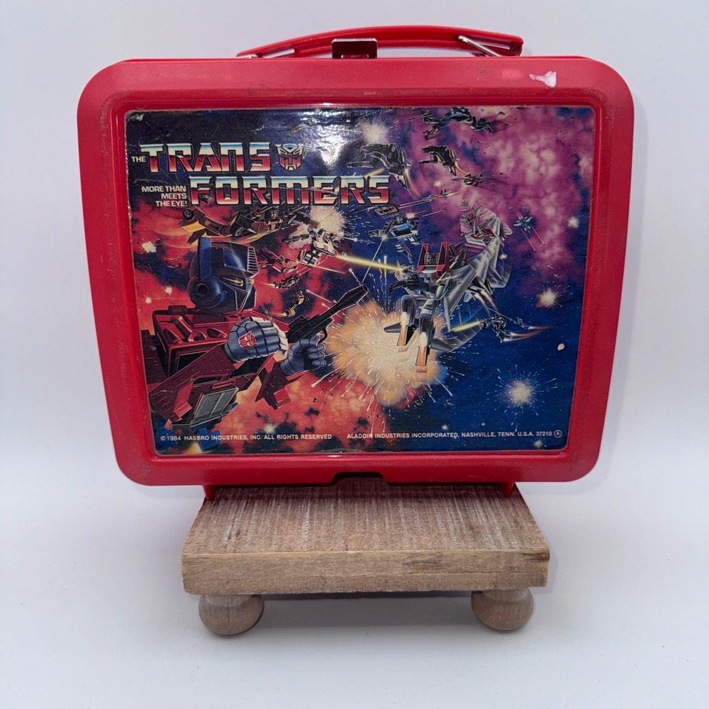 Vintage 1984 Transformers Lunch Box Aladdin Red Plastic US Marine Corps Reserve